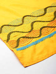 Yellow & Green Kantha Silk Stole