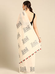 Handloom Owl Print Soft Cotton Saree