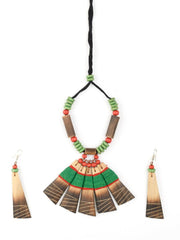 Handmade Green Red Bamboo Tribal Jewellery Set