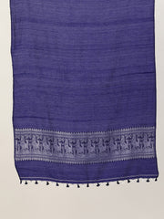 Indigo White Baluchari Silk cotton Dupatta