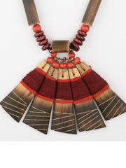 Handmade Maroon Red Bamboo Tribal Jewellery Set