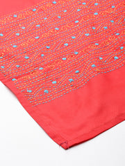Red & Yellow Kantha Art Silk Stole
