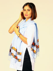 Powder Blue Assamese Cotton Stole
