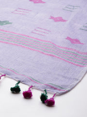 Handcrafted Jamdani Cotton Dupatta with tassels- NEW!
