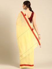 Handloom Solid Cotton Saree with Blouse Piece