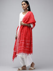 Red Cotton Handloom Jamdani Dupatta