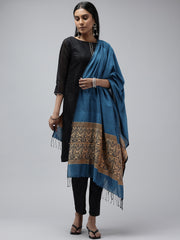 Blue Biege Assamese silk Cotton Dupatta