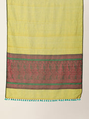 Mustard Magenta Baluchari Silk cotton Dupatta