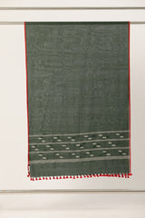 Handwoven Jamdani Mul Cotton Dupatta with tassels