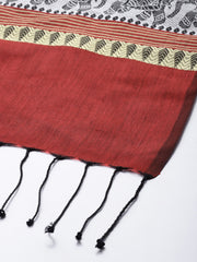 Red White Elephant Artsilk Baluchari dupatta Handloom