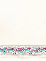 ArtEastri White ArtSilk Kantha Saree with Blouse piece