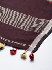 Burgundy Mul Cotton Jamdani Dupatta