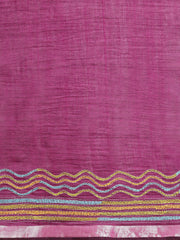 ArtEastri Handloom Black Magenta Colorblock Cotton Kantha Saree