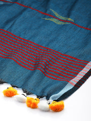 Blue Arrow Motif Cotton Jamdani Dupatta Handloom