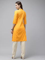 Yellow Kantha Cotton Kurta