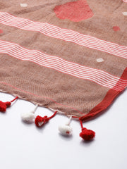 Coffee Red Cotton Jamdani Dupatta
