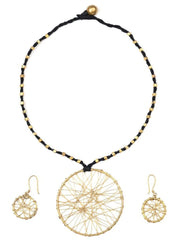 Black Round Jaali Tribal Pendant Set Jewellery