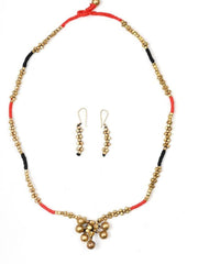 Red Black Handmade Beaded Ball Jewellery Set