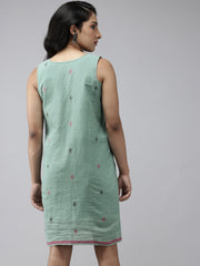 Green Cotton Handloom Dress