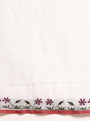 ArtEastri White Linen Kantha Saree with Blouse piece