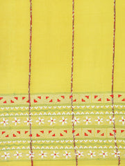 Yellow Khesh Kantha Cotton  Saree