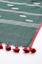 Handwoven Jamdani Mul Cotton Dupatta with tassels