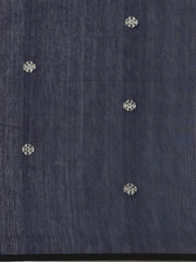 Navy Blue Silver Zari Silk Cotton Saree