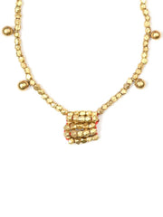 Red Beaded Tribal Pendant Set Jewellery