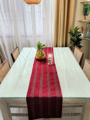 Maroon Zari Kantha Stitch Cotton dining Table Runner