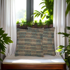 Grey Cream Kantha Silk Reversible Cushion Cover - Pack of 1