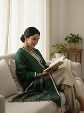 Bottle Green Mul cotton Jamdani Dupatta