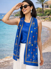 Blue Peacock feather Cotton Kantha Stole