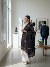 Black Cotton Handloom Jamdani Dupatta