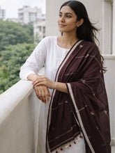 Burgundy Mul Cotton Jamdani Dupatta