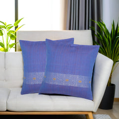 Blue Woven Cotton Cushion Covers - Pack of 1