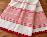 White Red Handloom Assamese Cotton Dupatta - view 5