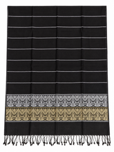 Black Yellow Handloom Assamese Art Silk Dupatta