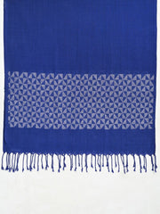 Handloom Blue White Jamdani Cotton Stole