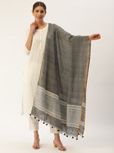 Grey White Toned Assamese Cotton Dupatta