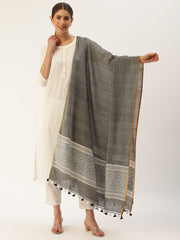 Grey White Toned Assamese Cotton Dupatta
