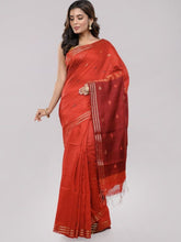Red Maroon Jamdani Matka Silk Saree