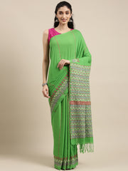 Parrot Green Khesh Kantha Cotton Saree