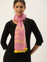 Pink Yellow Jamdani Cotton Stole