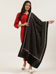 Black Kantha Cotton Dupatta