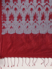Grey Red Shibori Silk Dupatta