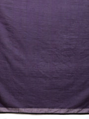 Purple Green Colour Block Cotton Saree with pompoms