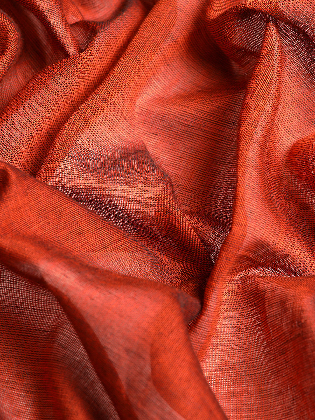 Navy & Orange Colour block Cotton Saree