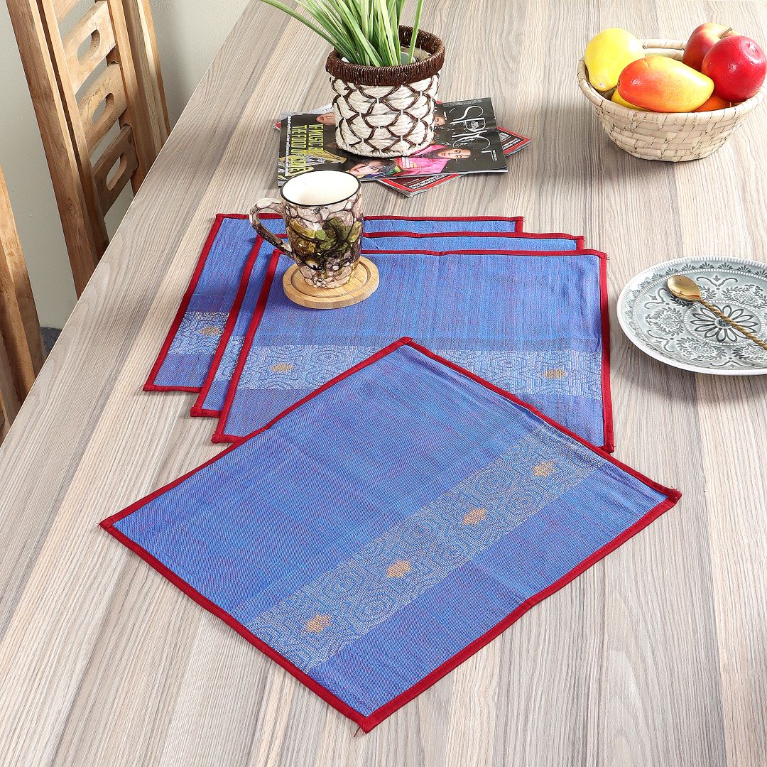 Blue Yellow Cotton Table Mats- 4Pack