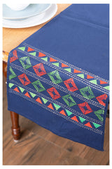 Blue Diamonds Kantha Cotton dining Table Runner