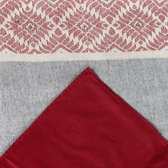 Grey Maroon Dhuniya Cotton Table Runner